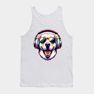 Labrador Retriever Smiling DJ in Japanese Art Style Tank Top